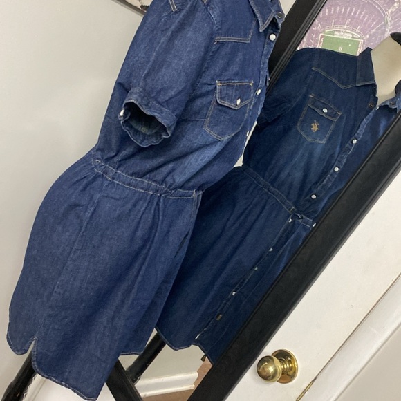 mother of Pearl snap front dark wash drawstring waistband Dress - Picture 9 of 12